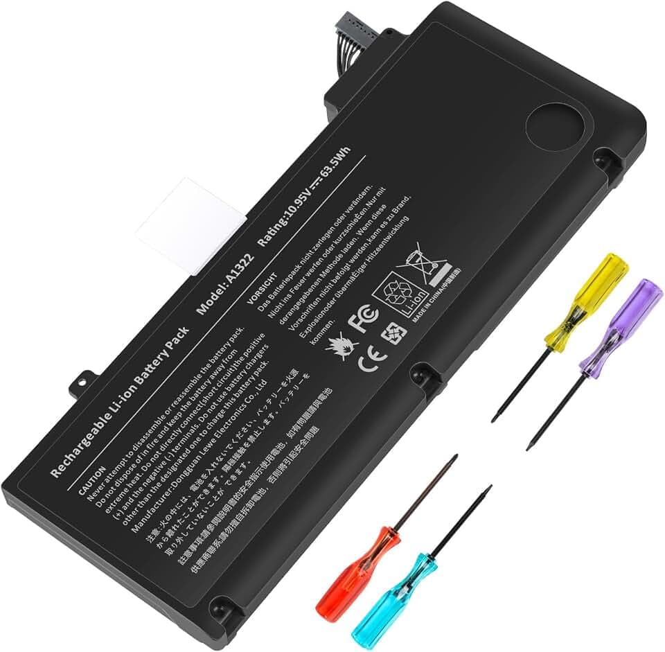 A1322 A1278 Laptop Akku für MacBook Pro 13 Zoll [2009 2010 2011 2012 Version] Ersatz Akku mit großer Kapazität & hoher Leistung & Langer Lebensdauer [10.95V 63.5Wh]
