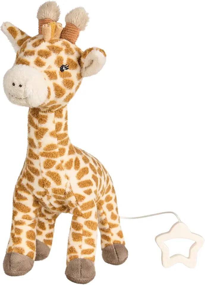 Sterntaler Spieluhr M Giraffe Kaya – Spieluhr aus weichem Stoff – entnehmbares Spielwerk – Melodie: Brahms Wiegenlied, praktischer Sternengriff - Einschlafhilfe - Geschenk, ab Geburt, goldbraun
