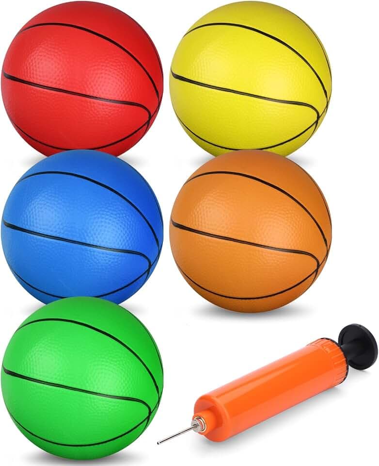 Mechaniker 16CM Mini Basketball für Indoor Mini Basketball Reifen, Ersatz Ball Soft Ball für aufblasbaren Pool Reifen, Spiel Spiel Geschenk im Freien für Kleinkind Kinder Erwachsene, Regenbogen 5 PCS