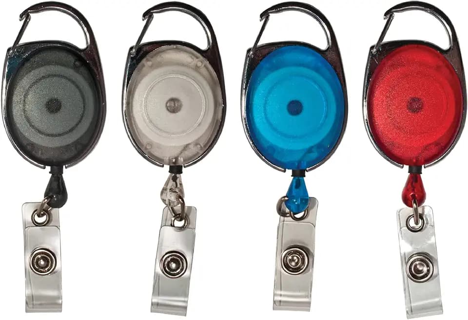 Advantus Retractable Carabiner ID Reels, Assorted Colors, Pack of 20,Multi-Colored,75552