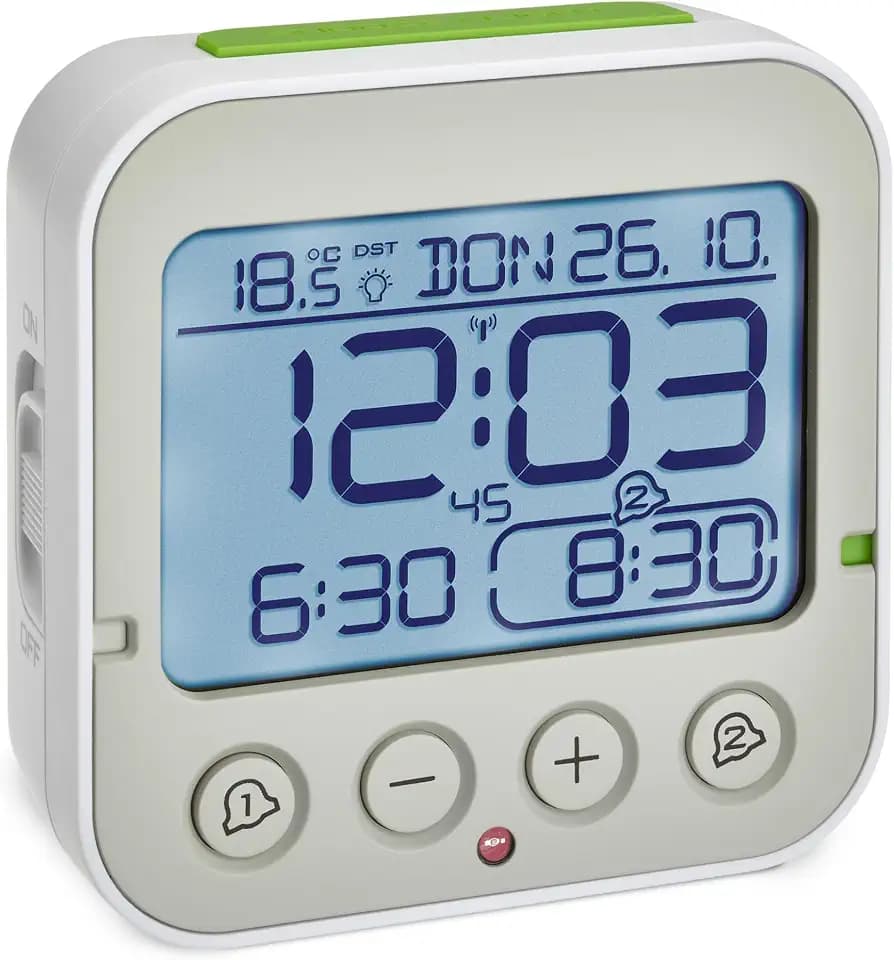 TFA Dostmann Funk Wecker Bingo 2.0, digital mit Temperaturanzeige,