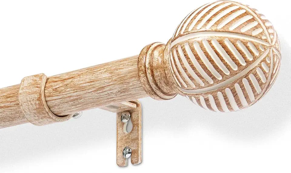 Gardinenstange in Holzoptik, ausziehbar, 41–71 cm – 25 mm, Metallkern mit Holzmaserung, ausziehbare Stange für Fenster/Türen, Braun