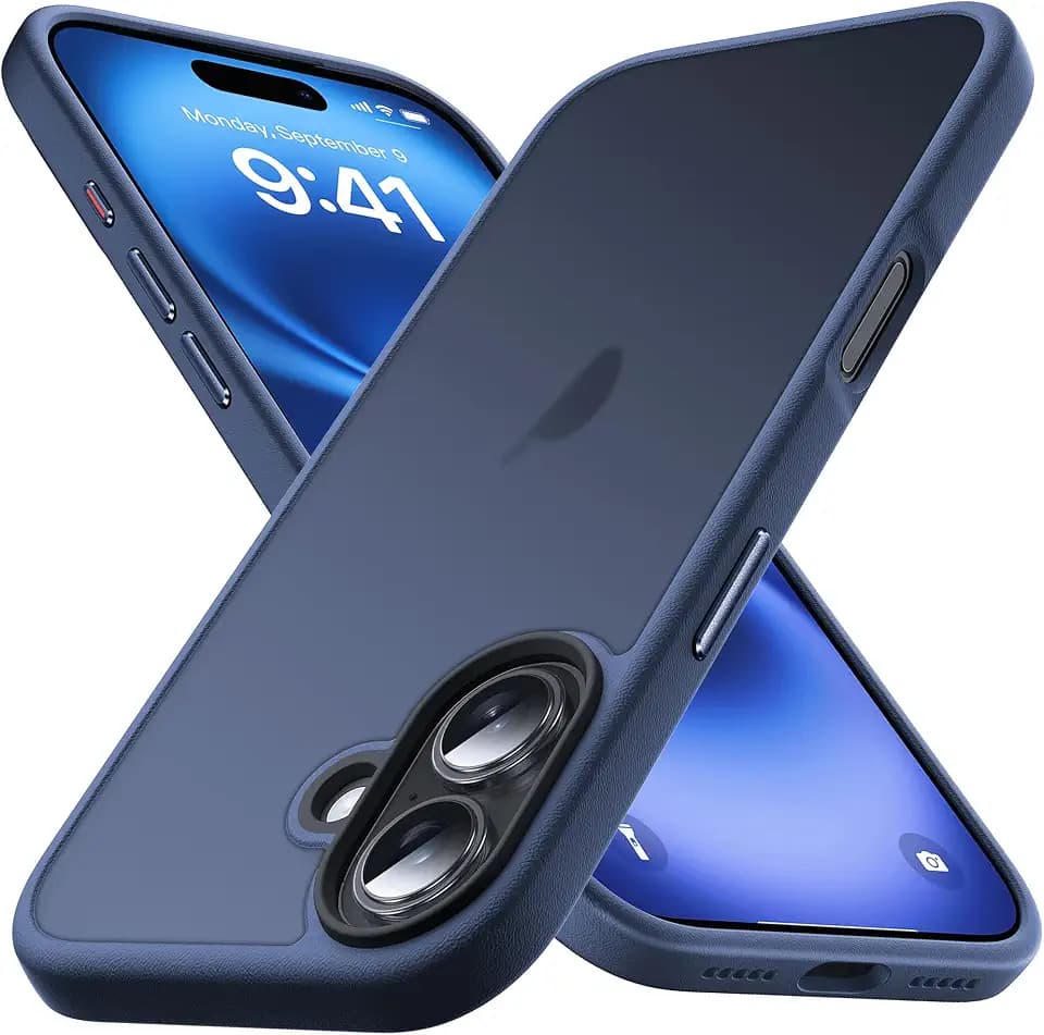 Anqrp Designed for iPhone 17 Case with Aluminium Alloy Buttons, [Support Wireless Charging] Translucent Matte Soft Silicone Slim Anti-Scratch Protective Phone Case Cover for iPhone 17, Blue