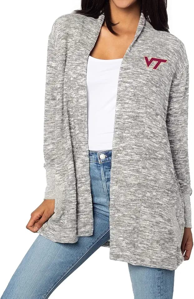 chicka-d Women's Cozy Fleece Cardigan Heather Grey