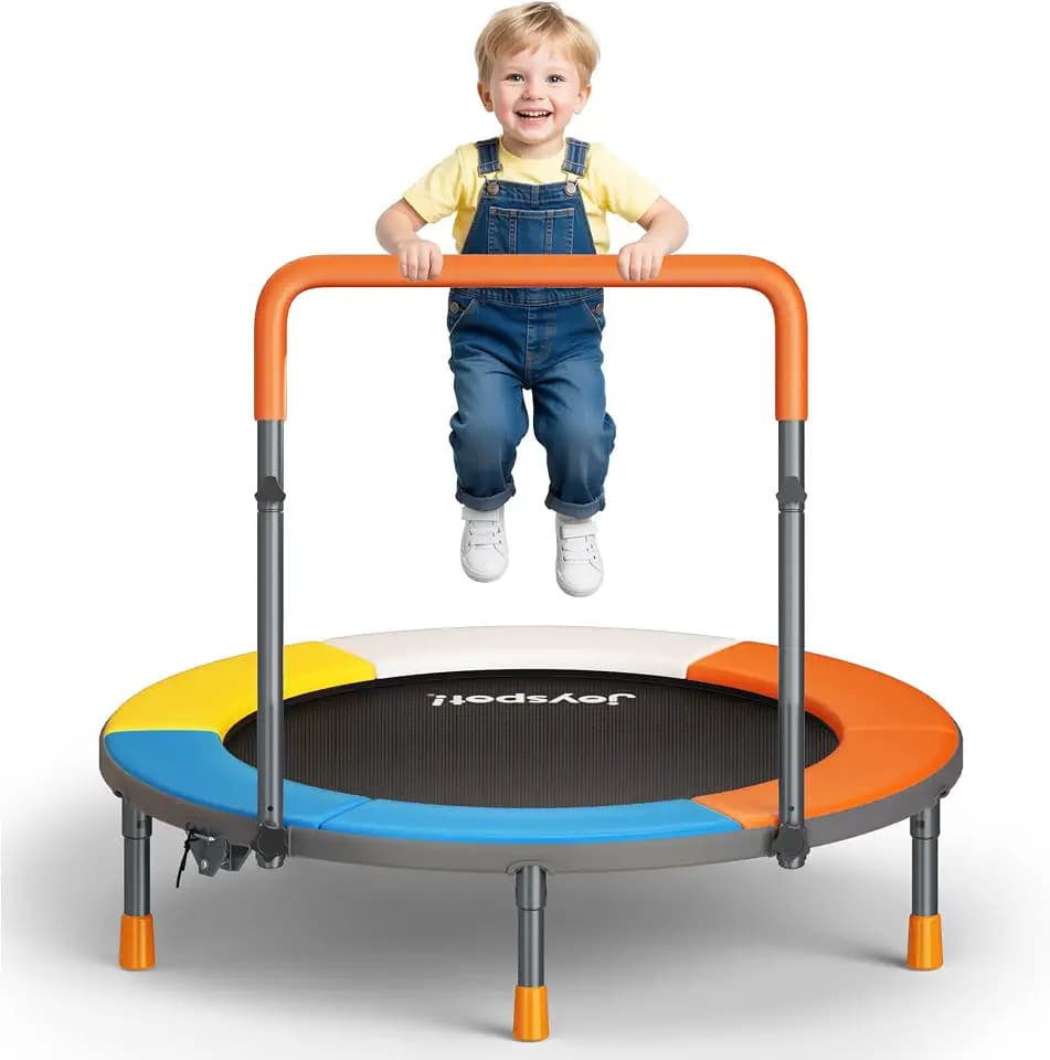 36-Inch Toddler Trampoline with Adjustable Bar, 3FT Foldable Mini Rebounder