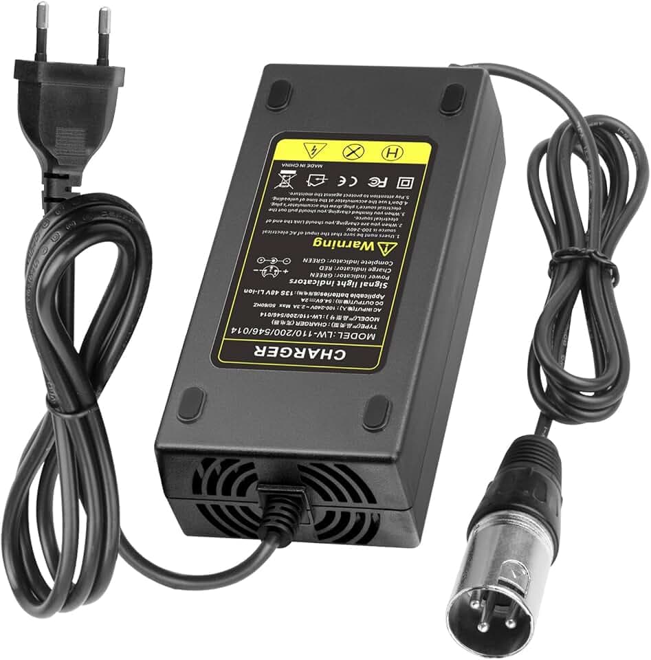 Labtec 54.6V 48V 2A E-Bike Ladegerät Ladekabel für 48V Akku mit 3pin XLR Stecker für Elektroroller Elektrischer Rollstuhl E-Bike Akkus