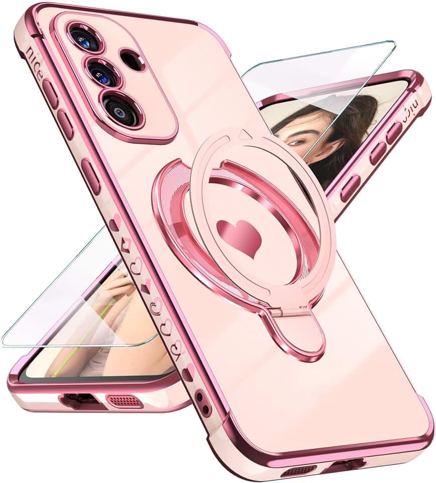for Samsung Galaxy S26 Cute Phone Case with Stand,Pink