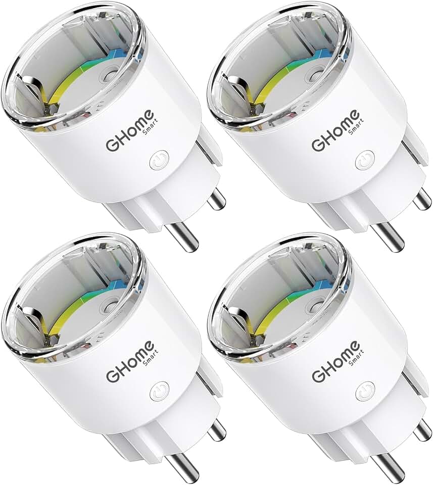GHome Smart Steckdose mit Stromverbrauchsmessung, Kompakt 10A, 4er Pack