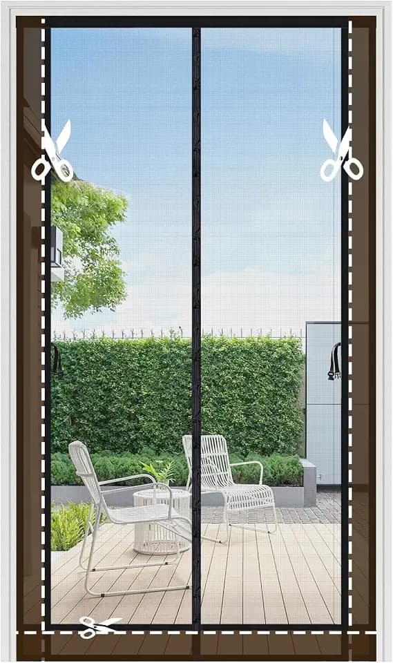 Sekey Fliegengitter Balkontür Zuschneidbar mit Seitlichen Schnallen, Starken Magneten, 4 cm Breites Klettband, Insektenschutz Moskitonetz Reißfest, Ohne Bohren für Balkon Terrassen Küche, 100 x 220 cm