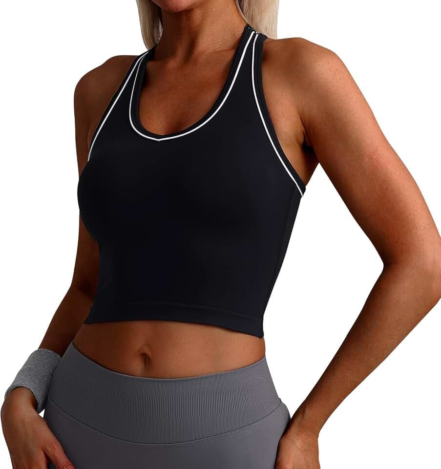 Color Block V-Neck Cami Top for Women -Slim Fit Cropped Tank, Breathable Workout Shirt for Gym, Running