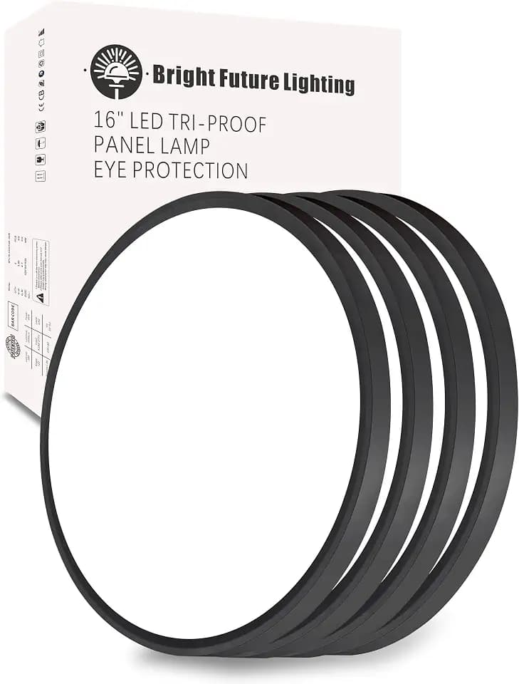 4Pack 16 Inch Led Flush Mount Ceiling Light,32W,3480LM,3000K/4000K/6000K 3CCT Selectable,Black Ultra-Slim Ceiling Lighting Fixture,Round Low Profile Flat Panel Light for Bedroom,Kitchen,Hallway,Office