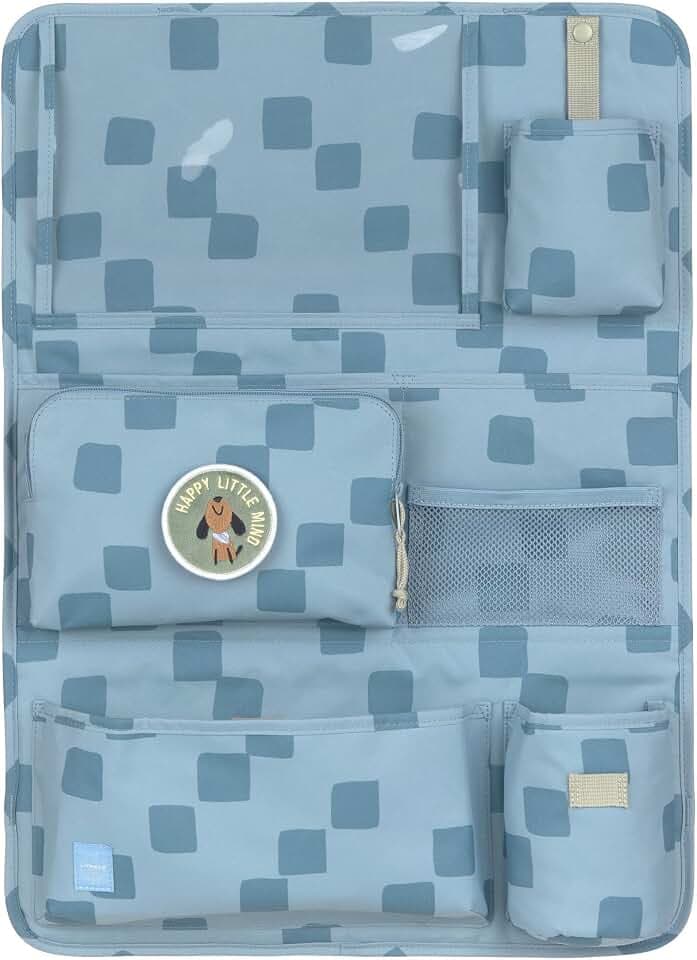 LÄSSIG Autoorganizer Autorücksitzorganizer Rücksitztasche für Auto zum Hängen zusammenklappbar/Car Wrap-to-Go Pattern Party blue