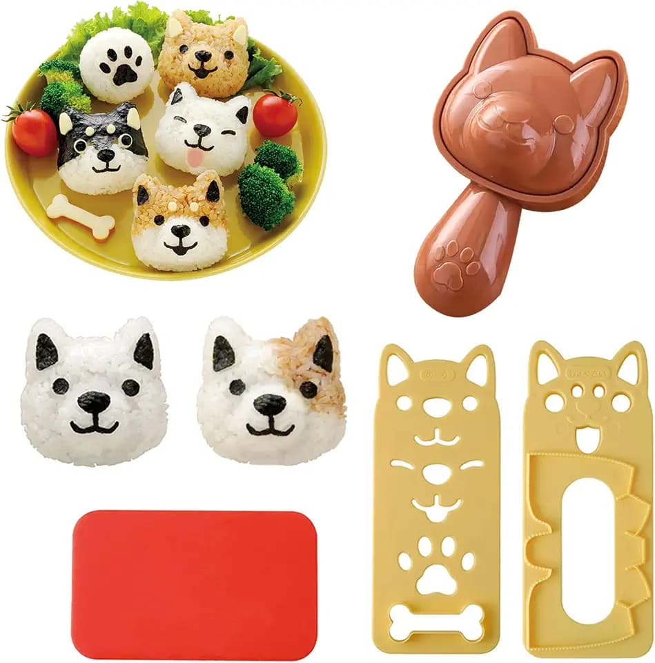 Reiskugelformen für Kinder, niedliches Hundemuster, Sushi-Form, Reisformer, Onigiri-Form, Bento-Zubehör, DIY-Küchenwerkzeuge mit Nori-Algen-Stanzer