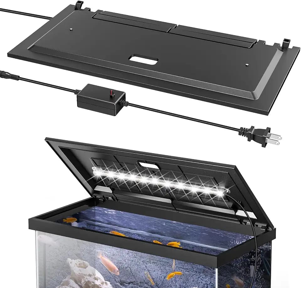 LED Aquarium Hood, White Lights, Fits 24" Framed Aquariums, Black
