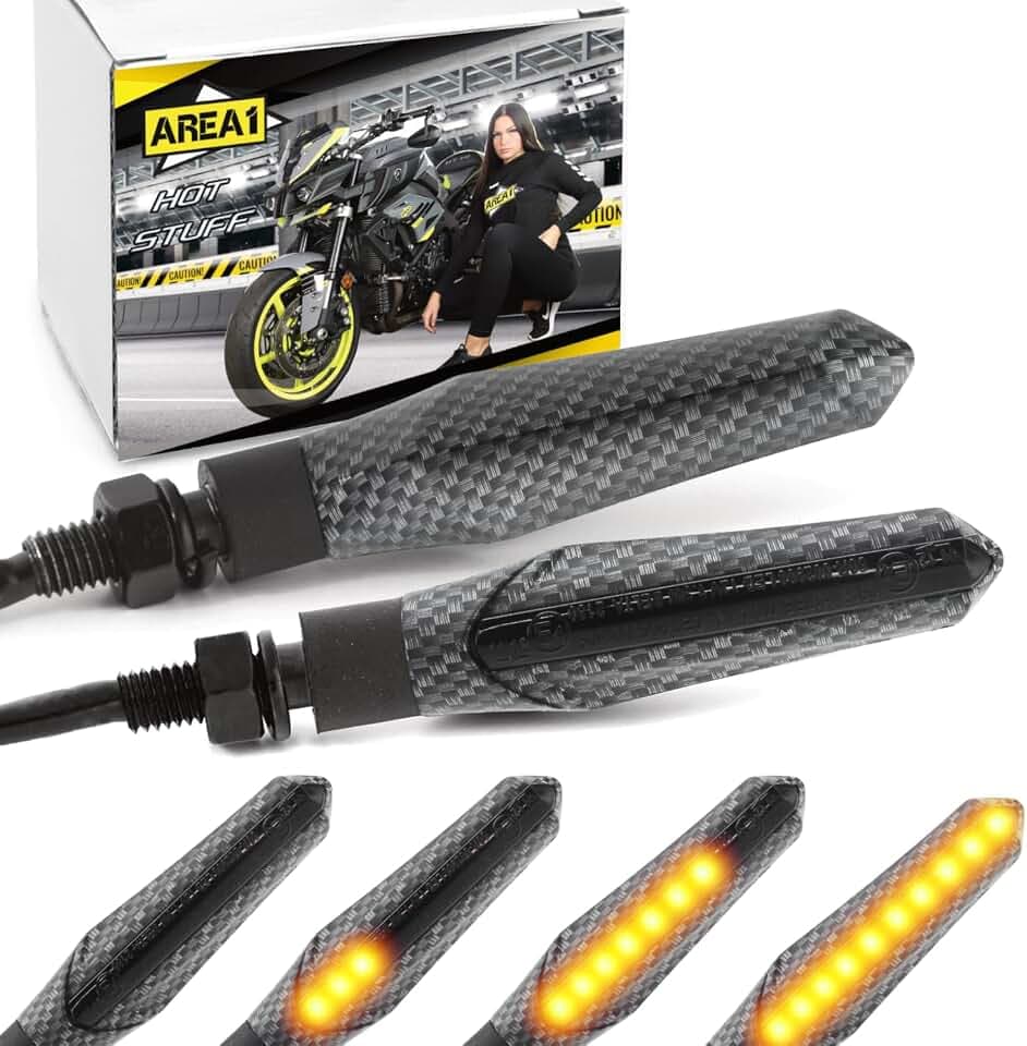 Area1 Motorrad LED Blinker e-geprüft carbon Lauflicht-Effekt 2 Stück/M8 für z.B. 790 Duke 390 Duke 690 SMC/R MT07 MT09 MT125 Z900 Z650 Z500 Z125 CMX500 CB500 SV650 GSX-S R12 S1000 F750GS R1250GS Tuono