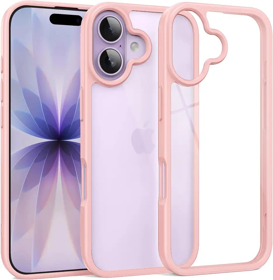 Supdeal Shockproof Clear Case for iPhone 17, [Not Yellowing] [10FT Military Drop Protection] Hard Clear Back Four Corner Airbags Drop Protection Phone Cover, 6.3 inch, Pink