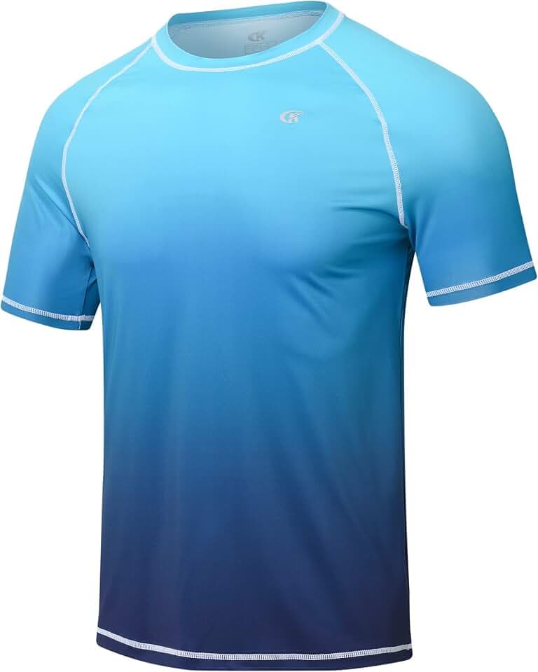 Satankud Men's UPF 50+ Rashguard Swim Tee Short Sleeve Running Shirt Swimwear Swim Hiking Workout Shirts