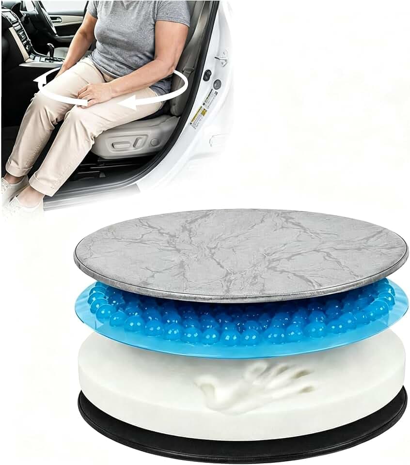 Swivel Seat Cushion for Easy Car Transfer, Gel Rotating Seat for Elderly