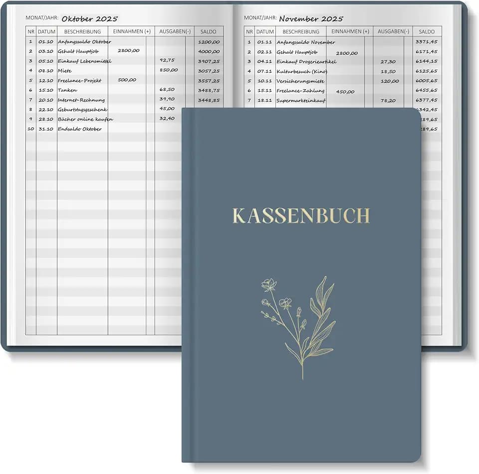 BIROYAL Kassenbuch A5, Übersichtlich & Logisch Strukturiert, Blau