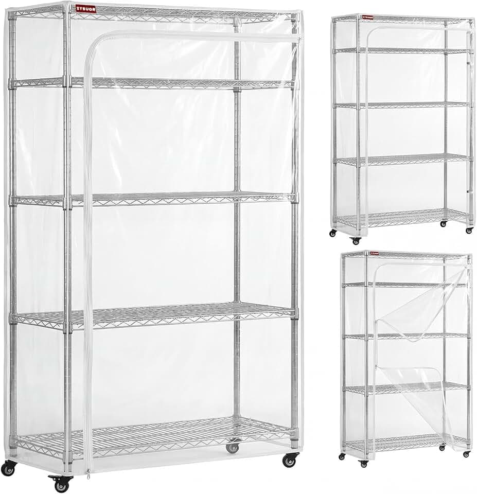 Clear PVC Wire Rack Cover, Fits 36" W x 18" D x 72" H Shelving Unit