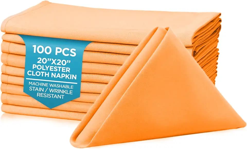 Leading Linens 100 pcs Orange 20"x20" Polyester Cloth Napkins