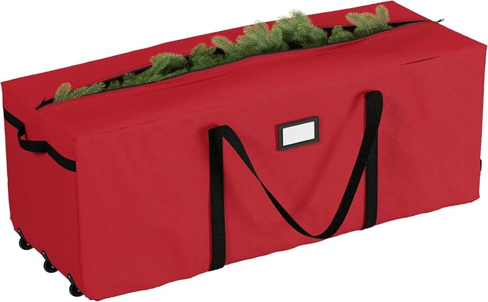 Elf Stor Christmas Tree Storage Bag with Wheels, Red, 67” x 28” x 24”