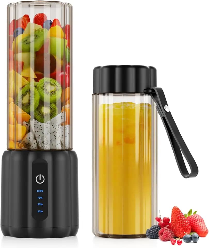 COKUNST Tragbarer Mixer Smoothie Maker to go, 500 ml Mini Standmixer, Leistungsstarker 22000 U/min Smoothie Mixer mit 6 Rostfreien Klingen, mit Reise-Deckel für Küche, Fitnessstudio, Büro
