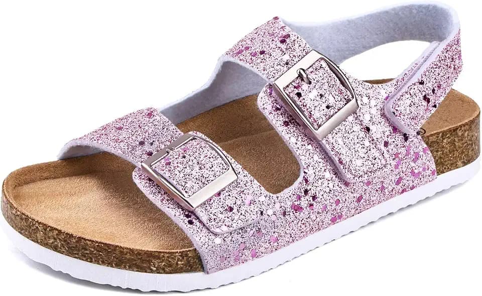 Torotto Kids Girls Boys Sandals with Cork Footbed Adjustable Strap Toddler Casual Slides Sandals Open Toes Flat