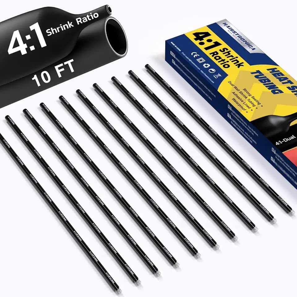 haisstronica 10Ft 4:1 Heat Shrink Tubing Kit 1/8" Black