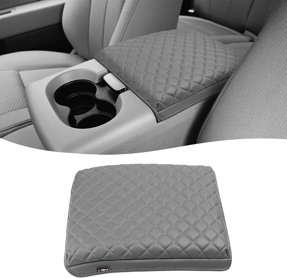 KBH Center Console Armrest Cover for Ford F150 2004 2005 2006 2007 2008 2009 2010, 40/20/40 Jump Seat, Middle Console Cushion Thick Pad, Vinyl Leather Trim, Anti-Scratch, Gray