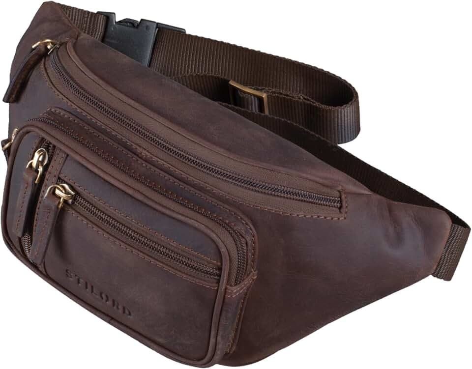 STILORD 'Greg' Vintage Bauchtasche Leder Hüfttasche Herren Damen Belt Bag - ideal für Reise Festival und Outdoor - Moderne Gürteltasche Echt-Leder groß Gurt Verstellbar, Farbe:Granada - braun