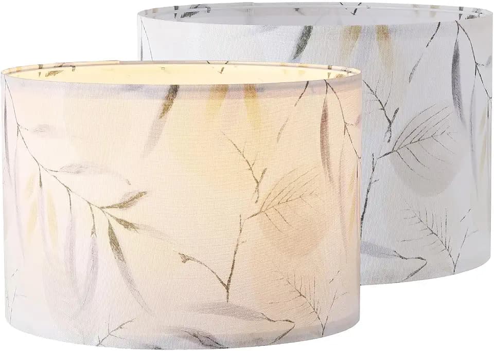 Natural Bamboo Linen Lampshade, Drum Lampshade for Floor Lamps, Easy Assembly Replacement Lamp Shade Spider Fitter, 16 Inch