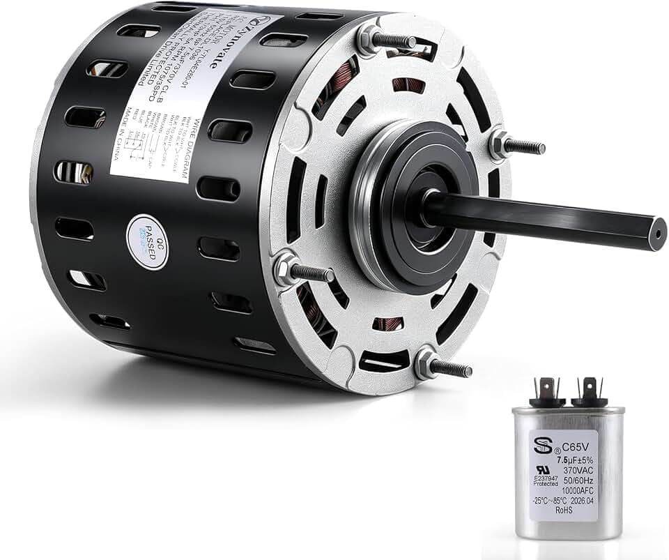 DL1036 Blower Fan Motor 1/3 HP 1075 RPM 3 Speed 115V 5.0A 48 Frame Motor