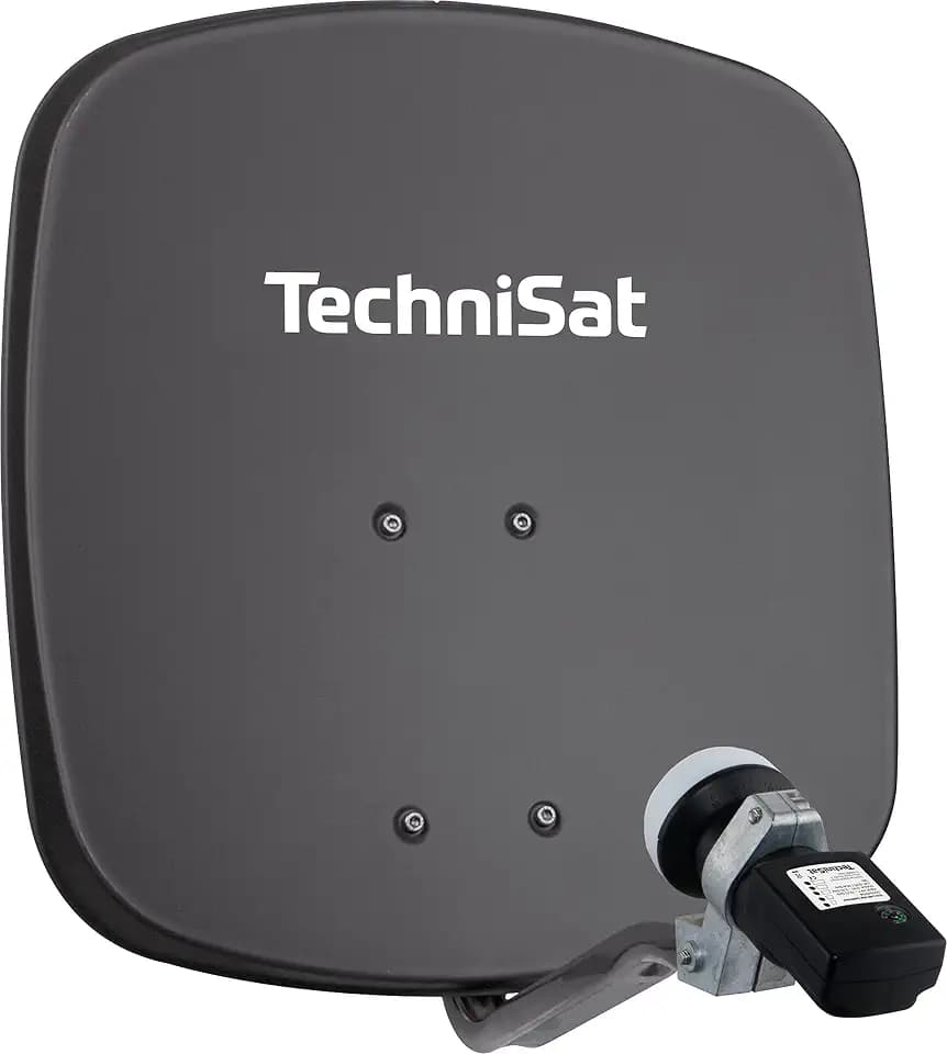 TechniSat DIGIDISH 45 – Satelliten-Schüssel für 1 Teilnehmer, Komplettset | 45 cm kleine Sat Anlage - Komplettset mit Wandhalterung und Satfinder V/H-LNB, Grau