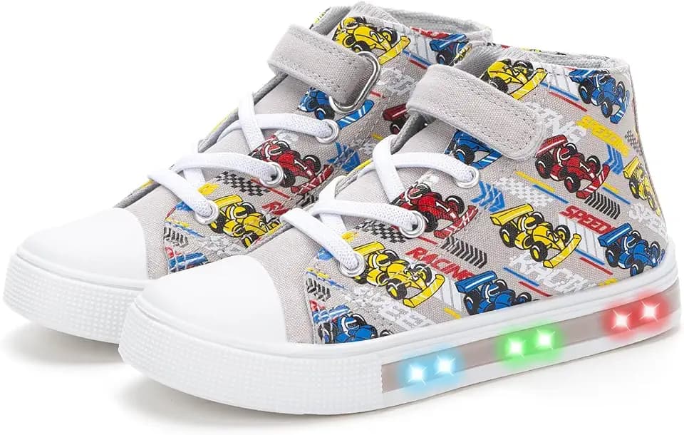 Kids Light Up Sneakers Toddler High Top Canvas Shoes