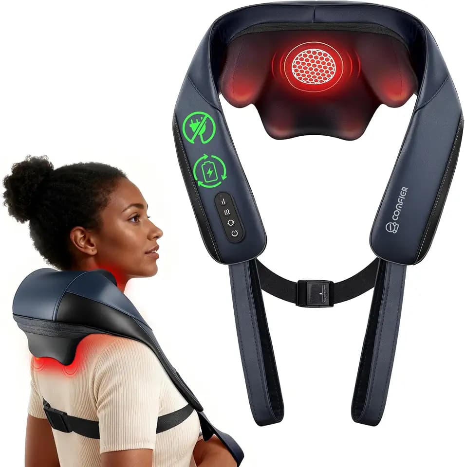 COMFIER 2026 Nackenmassagegerät mit verbesserter Graphenheizung, 4D Shiatsu Nacken Schulter Massagegerät Kabellos, Tiefenmassage für Nacken, Schultern und Rücken, Geschenk für Frauen und Männer