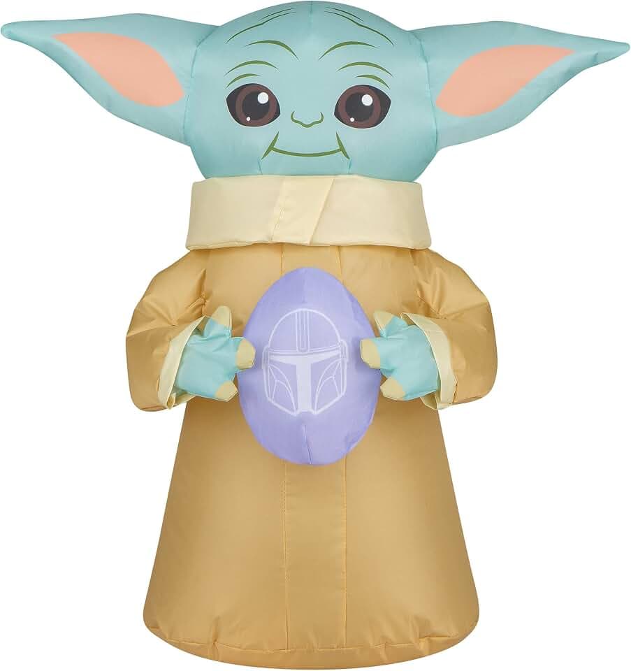 National Tree Company 18 inch Easter Inflatables Baby Yoda Blow Up, Indoor or Outdoor Decoration, Self Inflatable, Battery Operated