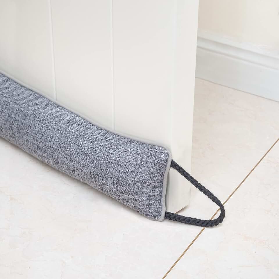 Marwood Under Door Draft Stopper 30 inch Wind Stopper for Door & Window, Weighted French Air Draft Stopper Front Door Snake Noise Blocker for Bottom of Door with Hanging Loops - Grey