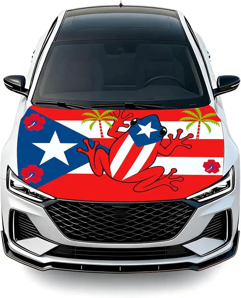 Puerto Rico Red Coquí Frog Hood Cover 4' x 5.25'