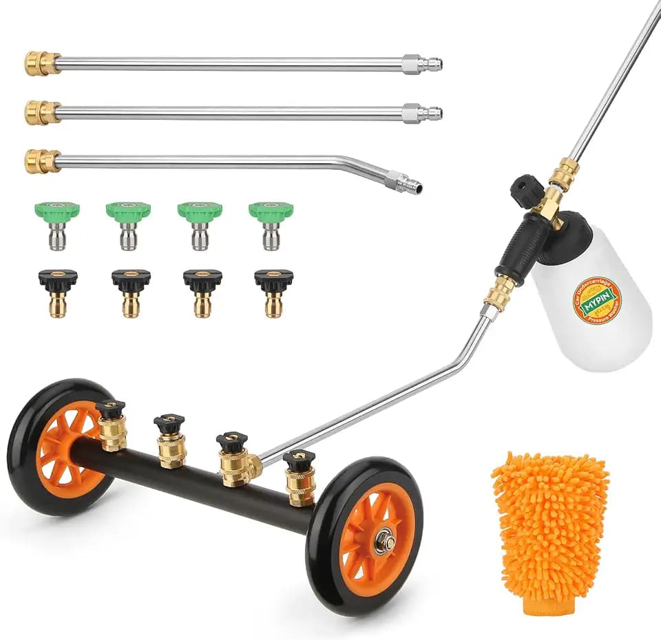 2-in-1 16’’ Undercarriage 4000 PSI Pressure Washer Water Broom with Bottle