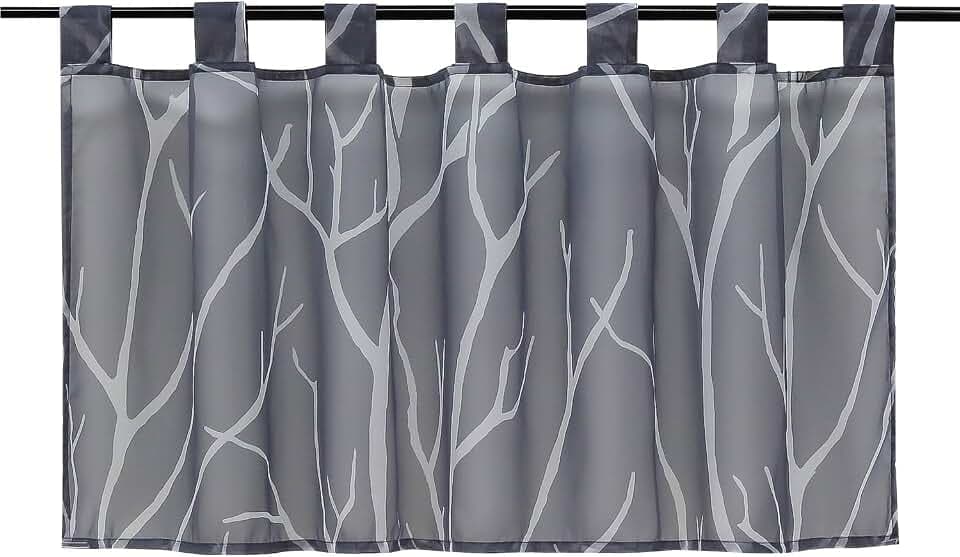 HeichkelL Voile Transparent Scheibengardine, Baumzweige Grau HxB 60x120cm