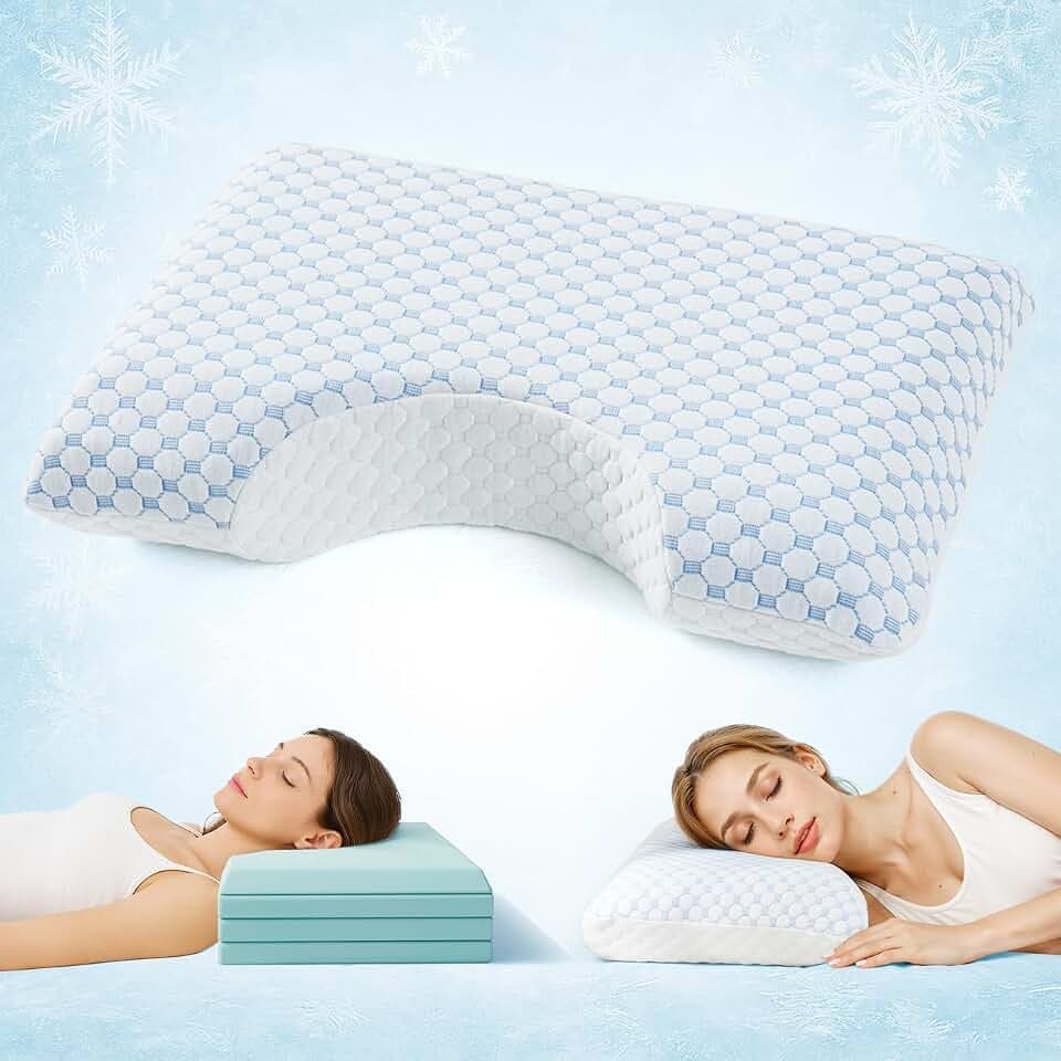 USlixury Verstellbares Seitenschläferkissen - 4 Höhen Memory Foam Kissen, Halswirbelkissen für Nackenschmerzen, Nackenstütze für Rücken, Bauch, Seitenschläfer