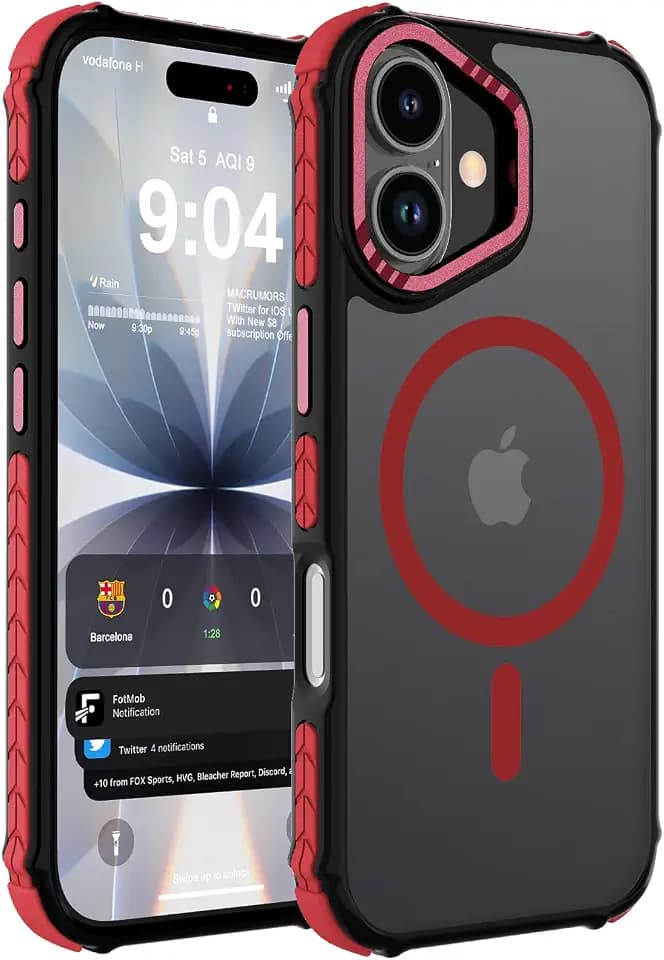 DEERLAMN Strong Magnetic Case for iPhone 16 6.1-Inch, Matte Red