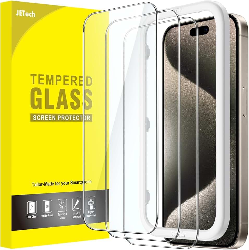 JETech Schutzfolie für iPhone 15 Pro Max, 3 Stück
