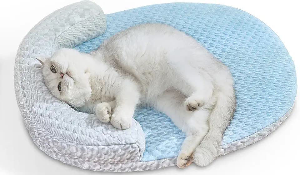 CATISM Katzenkuhlbett Waschbar60 * 46cm lit U-fōrmigem Kopfkissen Katzen Bettchen fur Katze HundeKihlmatte Fur Katzen Hnd Kuhlende Latte Haustiermatte