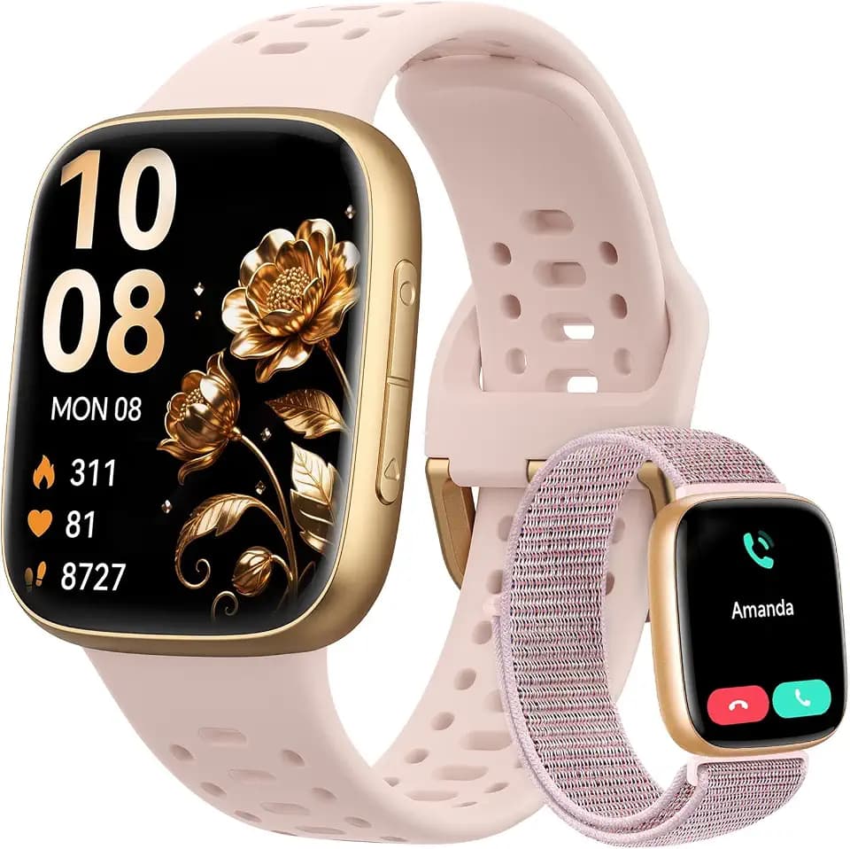 Smart Watches for Women Android iPhone, [1.85" AMOLED Screen] Smartwatch Fitness Tracker 3ATM Waterproof with Bluetooth Calls, AI Control, Heart Rate/SpO2/Sleep Monitor, 7 Days Battery