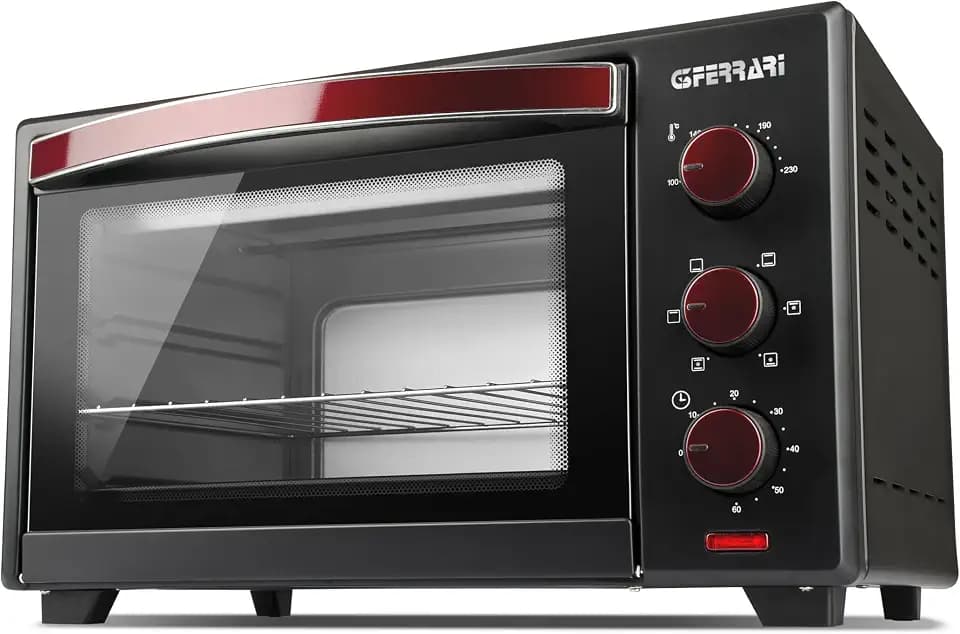 G3 Ferrari G10231 Il Moro 30, elektrischer Umluftofen, 30 l, Schwarz-Rot