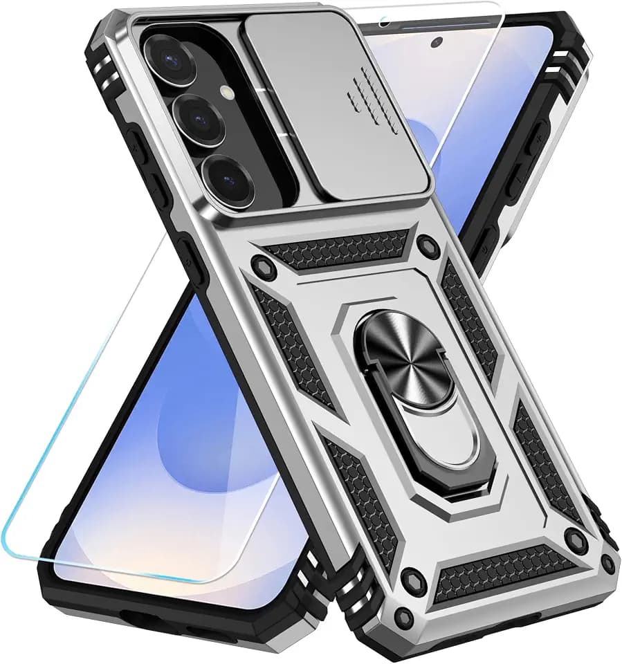SunStory for Samsung Galaxy S26 Case with Rotated Ring Kickstand,Silver