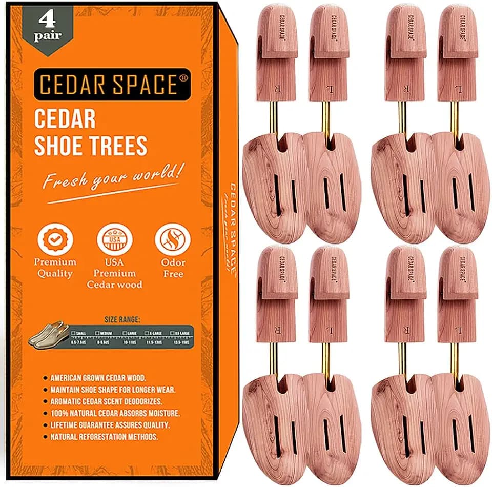 Cedar Space Cedar Shoe Trees for Men, 6.5-14 Sizes Wood Shoe Stretcher Tree