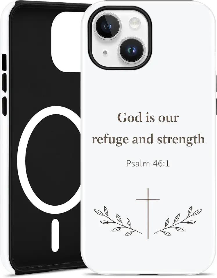 Magnetic Christian Phone case for iPhone 15, White